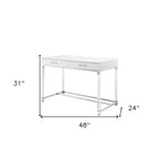 Bureau de 122 cm avec deux tiroirs – Acrylique transparent et cadre métallique