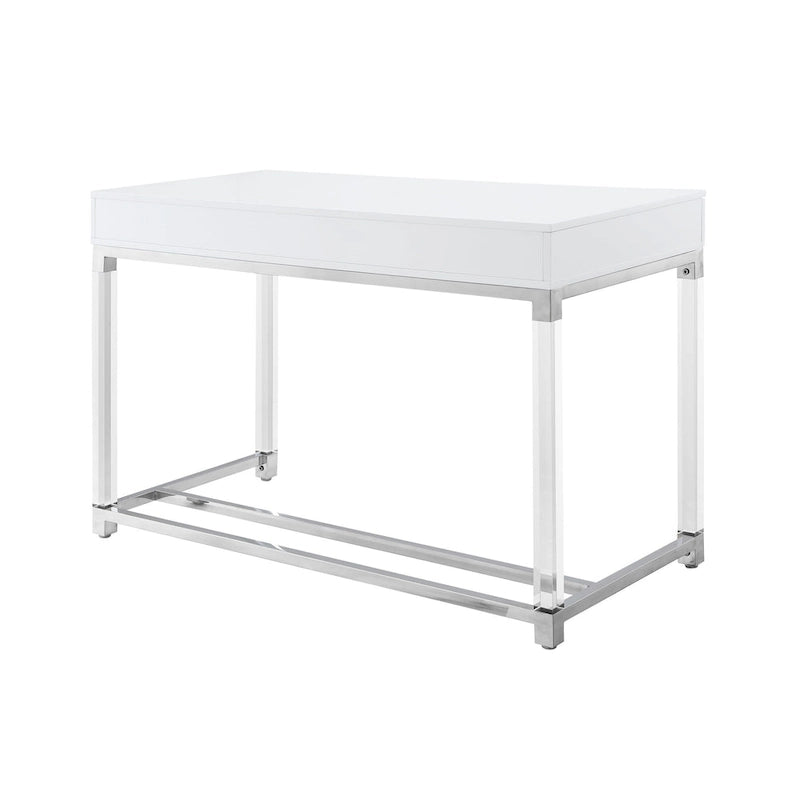 Bureau de 122 cm avec deux tiroirs – Acrylique transparent et cadre métallique