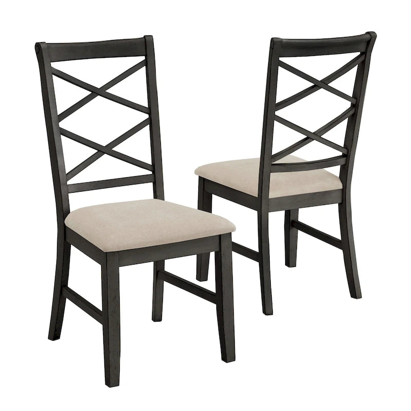 Lot de 2 chaises de salle à manger à dossier croisé double finition bois