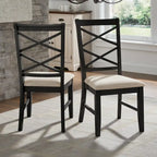 Lot de 2 chaises de salle à manger à dossier croisé double finition bois