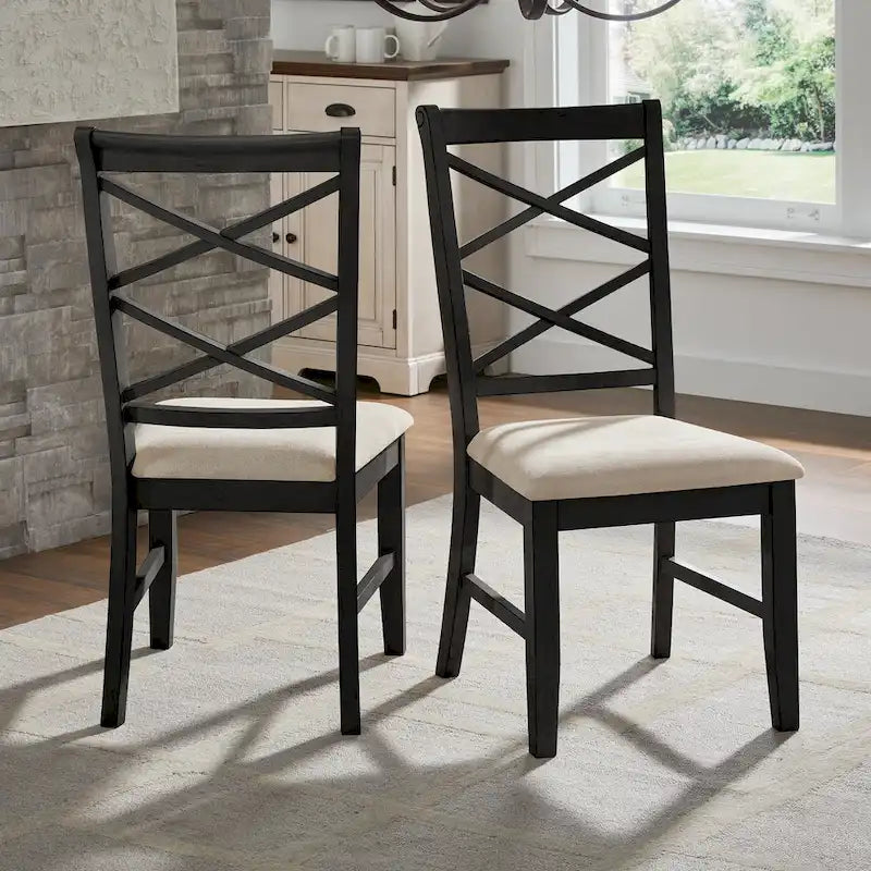 Lot de 2 chaises de salle à manger à dossier croisé double finition bois