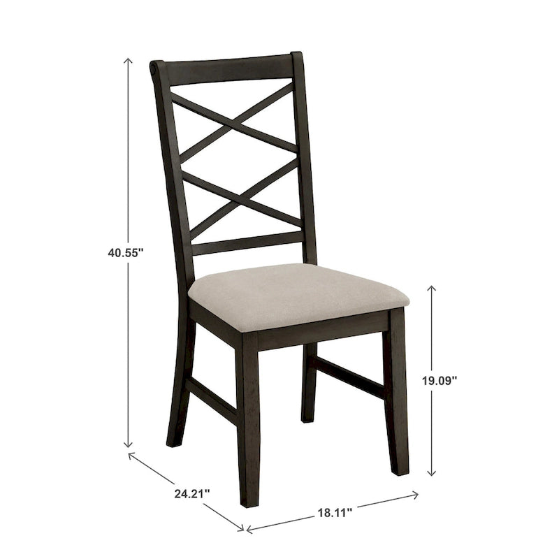 Lot de 2 chaises de salle à manger à dossier croisé double finition bois