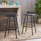 Tabourets de bar en bois d'acacia avec pieds en fer, lot de 2 – Hauteur bar
