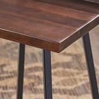 Tabourets de bar en bois d'acacia avec pieds en fer, lot de 2 – Hauteur bar