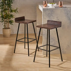 Tabourets de bar en bois d'acacia avec pieds en fer, lot de 2 – Hauteur bar