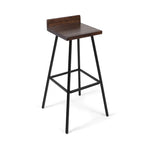 Tabourets de bar en bois d'acacia avec pieds en fer, lot de 2 – Hauteur bar