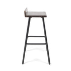 Tabourets de bar en bois d'acacia avec pieds en fer, lot de 2 – Hauteur bar