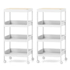 Chariot de rangement roulant à 4 niveaux avec roues verrouillables, lot de 2