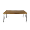 Table à manger en bois d'acacia de 72 po – Fini teck + pieds en métal rustique
