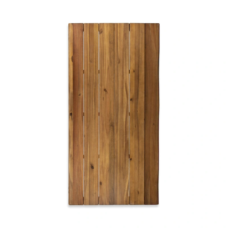 Table à manger en bois d'acacia de 72 po – Fini teck + pieds en métal rustique
