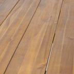 Table à manger en bois d'acacia de 72 po – Fini teck + pieds en métal rustique