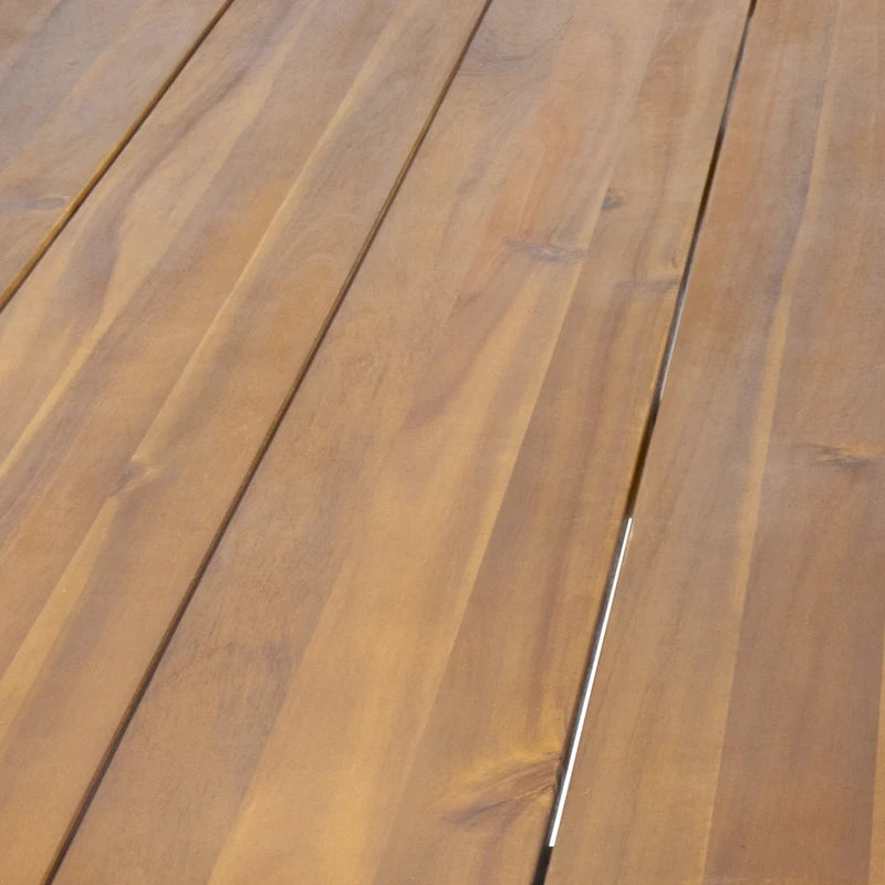 Table à manger en bois d'acacia de 72 po – Fini teck + pieds en métal rustique