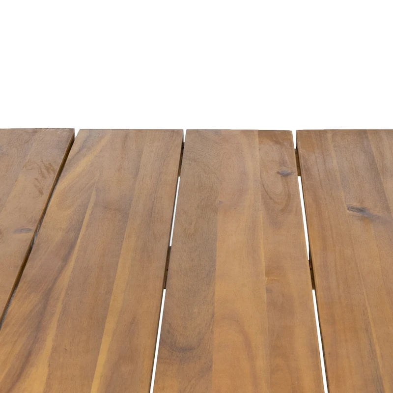Table à manger en bois d'acacia de 72 po – Fini teck + pieds en métal rustique