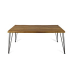 Table à manger en bois d'acacia de 72 po – Fini teck + pieds en métal rustique