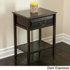 Table d'appoint en bois d'acacia avec tiroir et étagère ouverte