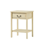 Table d'appoint en bois d'acacia avec tiroir et étagère ouverte