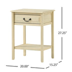 Table d'appoint en bois d'acacia avec tiroir et étagère ouverte