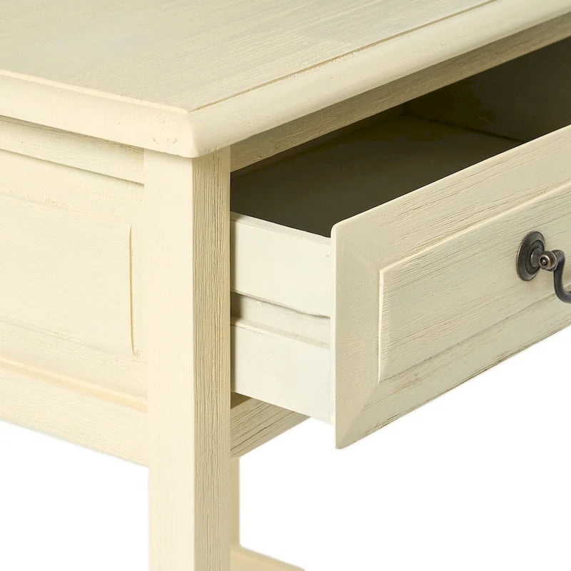 Table d'appoint en bois d'acacia avec tiroir et étagère ouverte