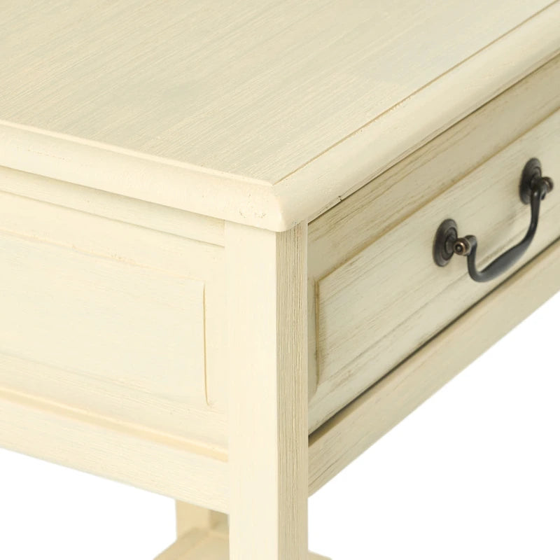 Table d'appoint en bois d'acacia avec tiroir et étagère ouverte