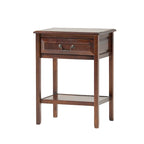 Table d'appoint en bois d'acacia avec tiroir et étagère ouverte