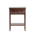 Table d'appoint en bois d'acacia avec tiroir et étagère ouverte