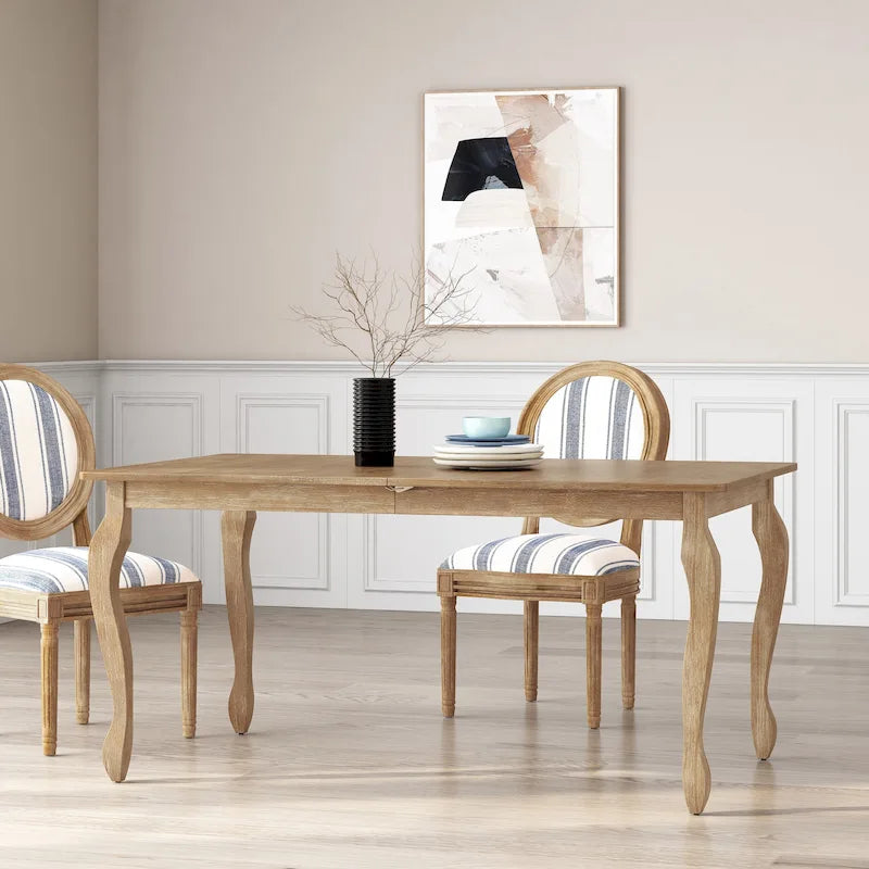 Table de salle à manger extensible avec allonge papillon et pieds cabriolets