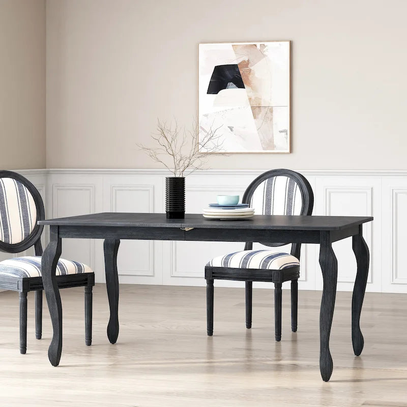 Table de salle à manger extensible avec allonge papillon et pieds cabriolets