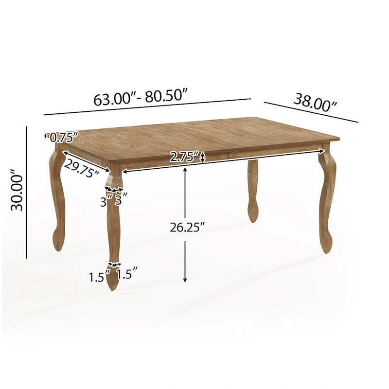 Table de salle à manger extensible avec allonge papillon et pieds cabriolets