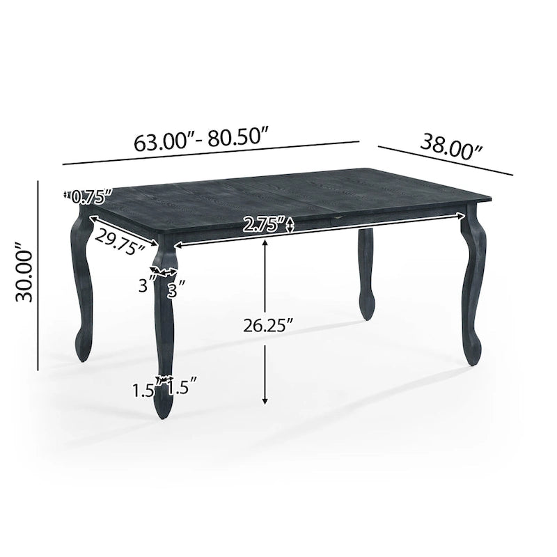Table de salle à manger extensible avec allonge papillon et pieds cabriolets