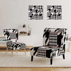 Fauteuil d'appoint rembourré à motif pied-de-poule classique