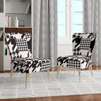 Fauteuil d'appoint rembourré à motif pied-de-poule classique