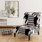 Fauteuil d'appoint rembourré à motif pied-de-poule classique