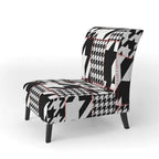 Fauteuil d'appoint rembourré à motif pied-de-poule classique