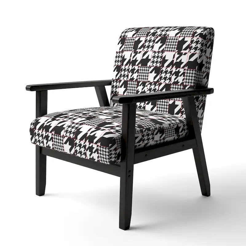 Fauteuil d'appoint rembourré à motif pied-de-poule classique