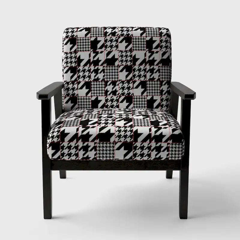Fauteuil d'appoint rembourré à motif pied-de-poule classique
