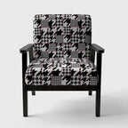 Fauteuil d'appoint rembourré à motif pied-de-poule classique