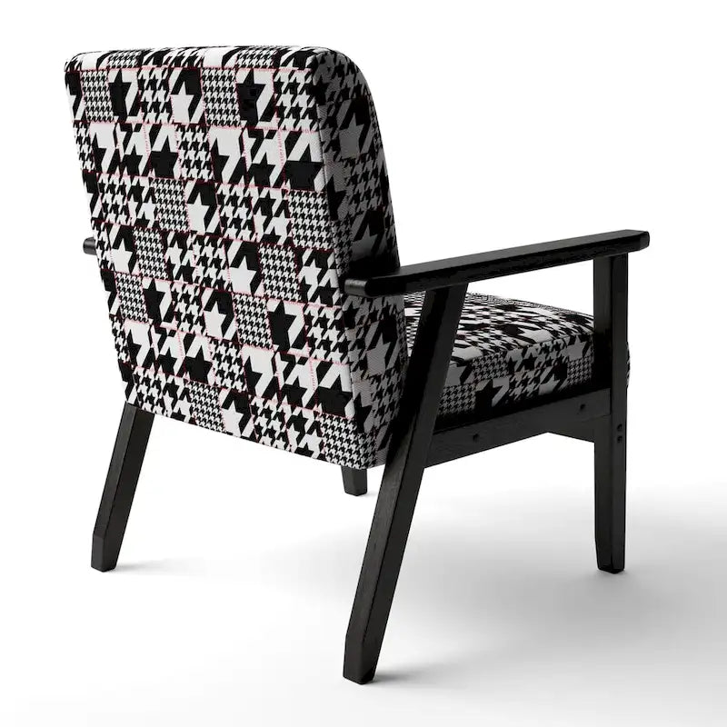 Fauteuil d'appoint rembourré à motif pied-de-poule classique