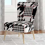 Fauteuil d'appoint rembourré à motif pied-de-poule classique