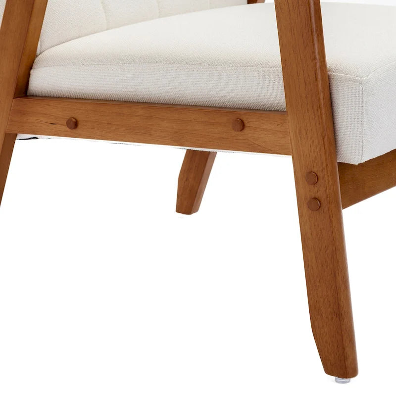 Fauteuil d'appoint avec accoudoirs et pieds en bois massif – Salon, Chambre, Bureau