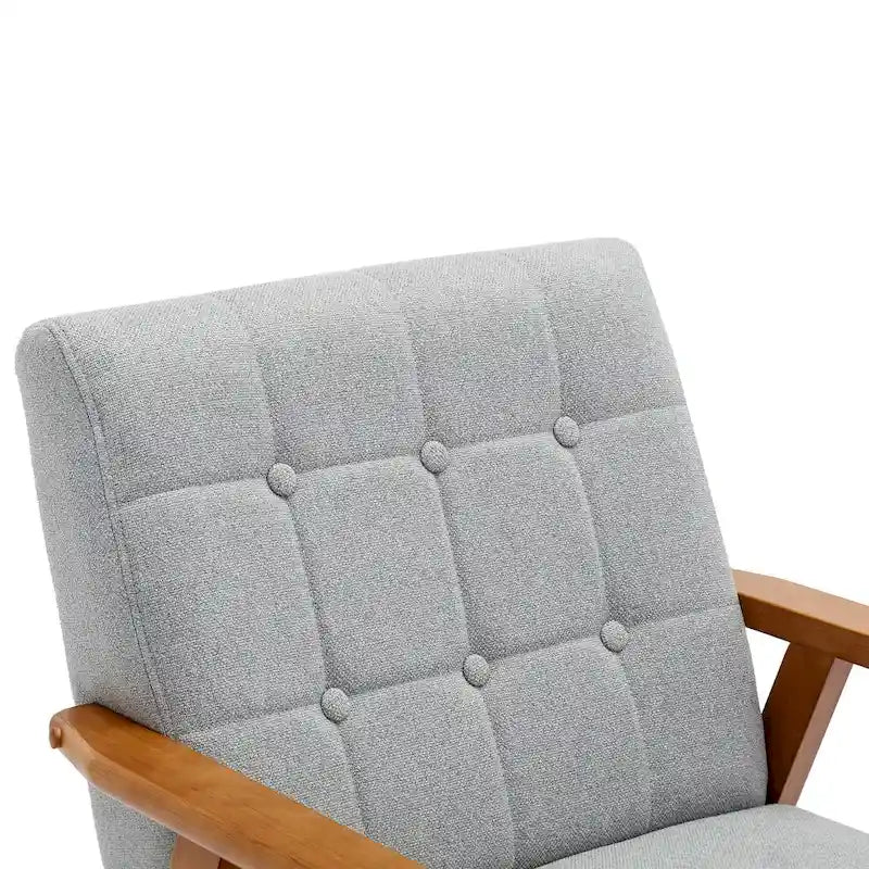 Fauteuil d'appoint avec accoudoirs et pieds en bois massif – Salon, Chambre, Bureau