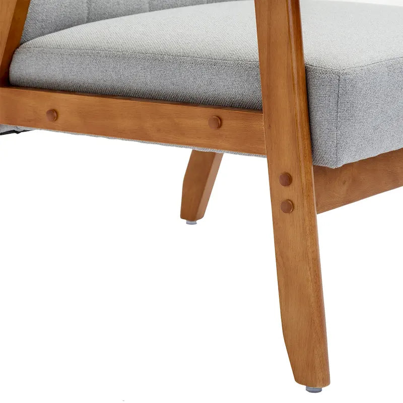 Fauteuil d'appoint avec accoudoirs et pieds en bois massif – Salon, Chambre, Bureau