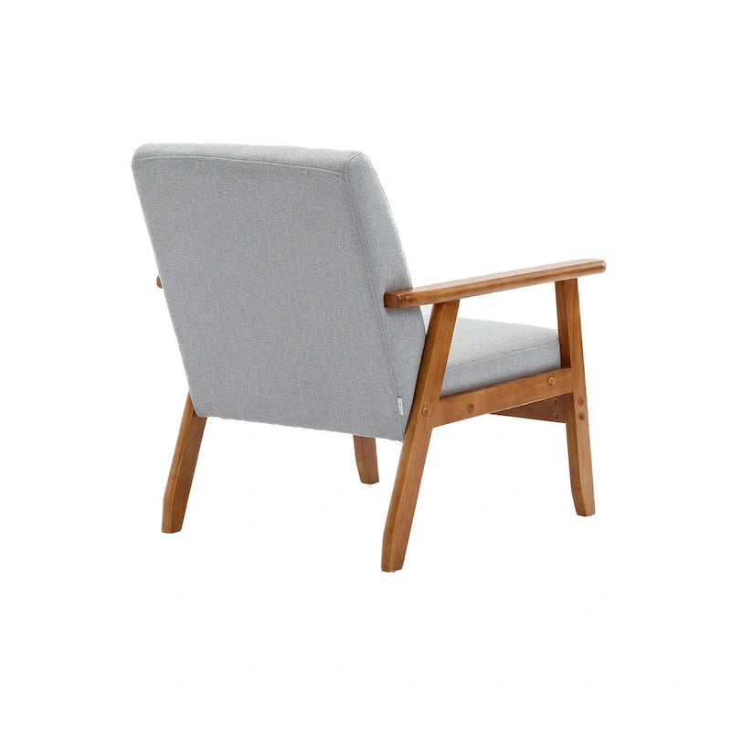 Fauteuil d'appoint avec accoudoirs et pieds en bois massif – Salon, Chambre, Bureau
