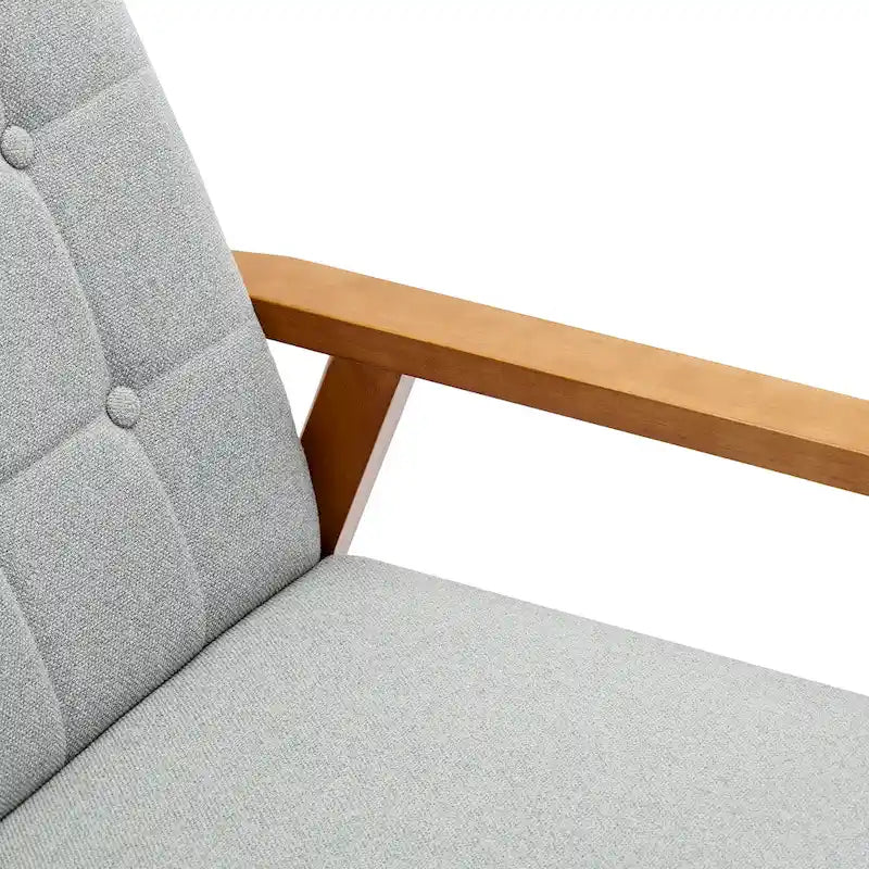 Fauteuil d'appoint avec accoudoirs et pieds en bois massif – Salon, Chambre, Bureau