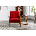 Fauteuil d'appoint avec accoudoirs et pieds en bois massif – Salon, Chambre, Bureau