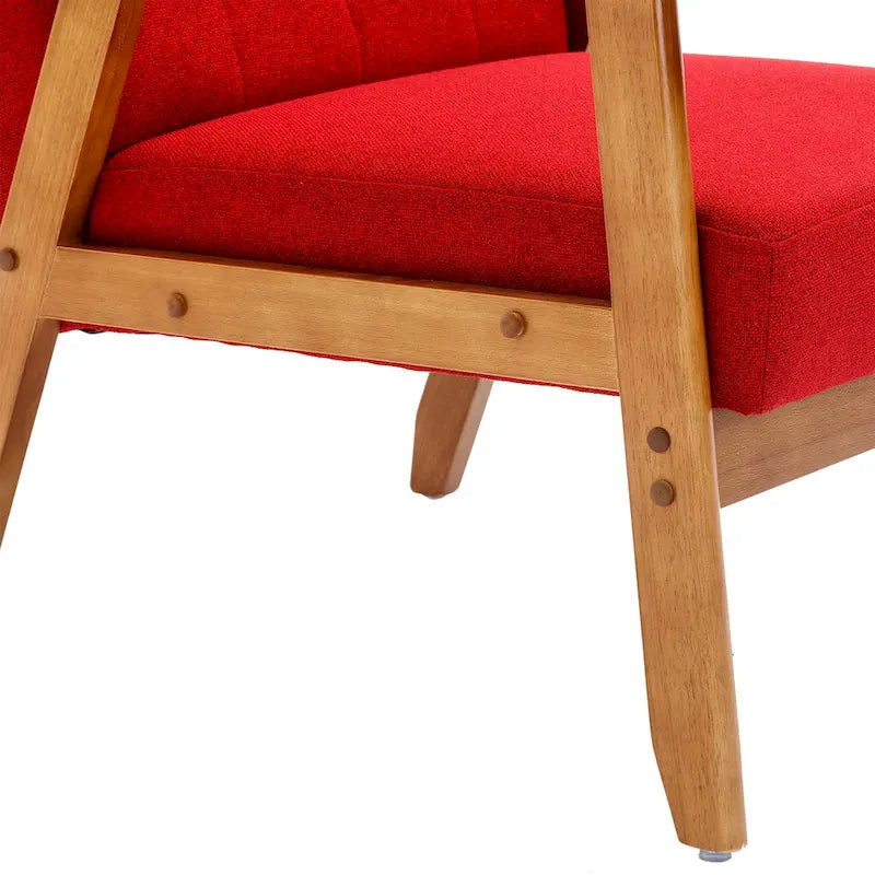 Fauteuil d'appoint avec accoudoirs et pieds en bois massif – Salon, Chambre, Bureau