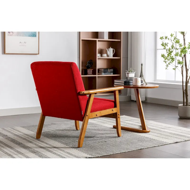 Fauteuil d'appoint avec accoudoirs et pieds en bois massif – Salon, Chambre, Bureau