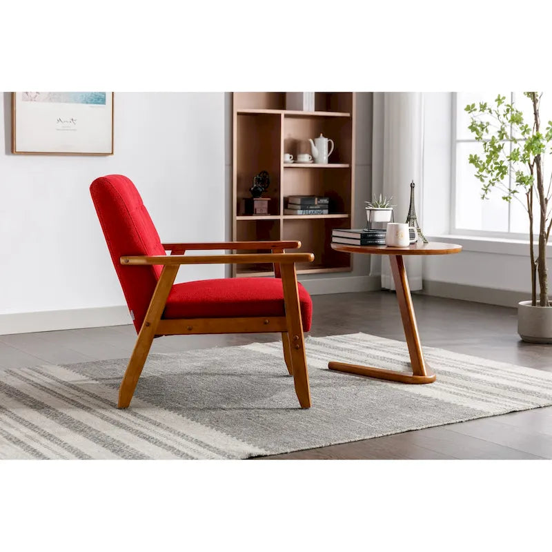 Fauteuil d'appoint avec accoudoirs et pieds en bois massif – Salon, Chambre, Bureau