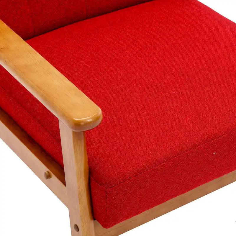 Fauteuil d'appoint avec accoudoirs et pieds en bois massif – Salon, Chambre, Bureau
