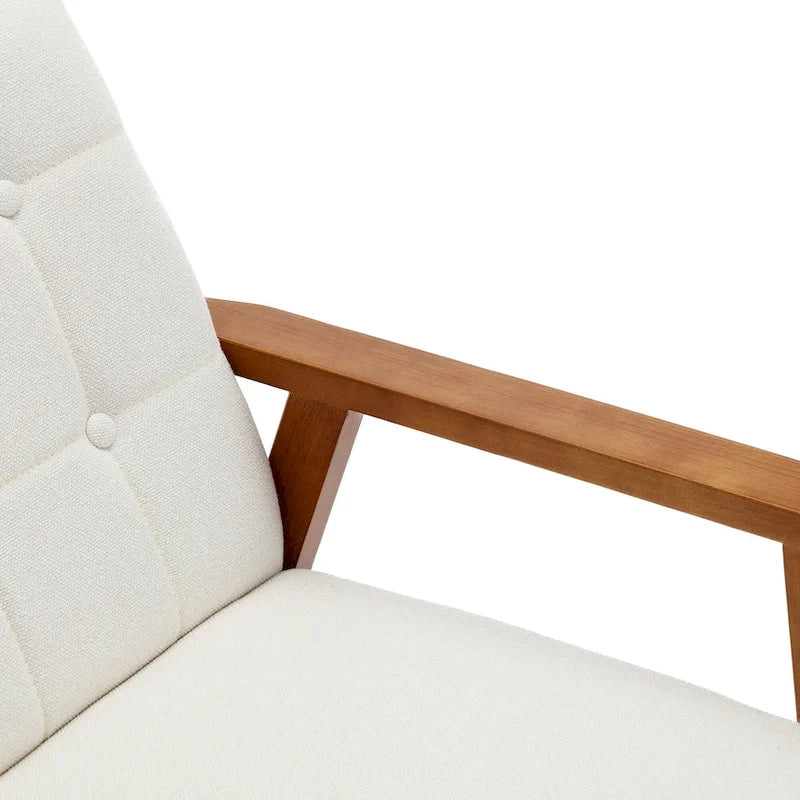 Fauteuil d'appoint avec accoudoirs et pieds en bois massif – Salon, Chambre, Bureau