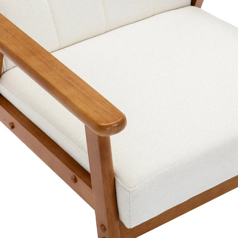 Fauteuil d'appoint avec accoudoirs et pieds en bois massif – Salon, Chambre, Bureau